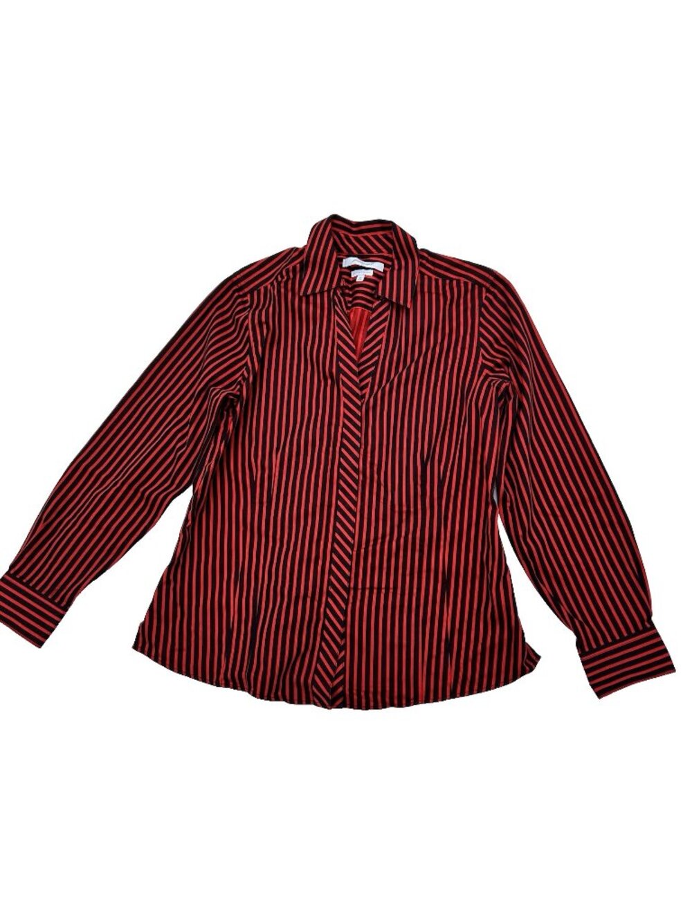 Foxcroft NYC Heritage Non-Iron Striped Womens Size 12 Fitted Button Down Shirt